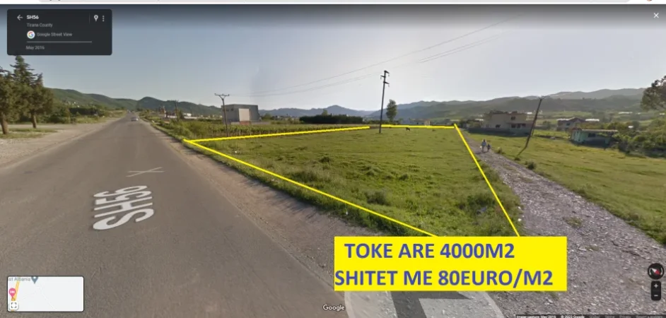 Tirane, Shitet Tokë/Truall, sipërfaqe 3'850 m², me Cmim 155 euro €/m2, neto në Pezë-Helmës-Ndroq- Plepa Durrës, pranë Urës Beshirit, 8-km nga Tirana, buzë rrugës / aksit nacional SH.56 Tiranë - Kombinat - Ndroq - Plepa, në krahun e djathtë drejtimi Tirane- Ura Beshirit Ndroq. .