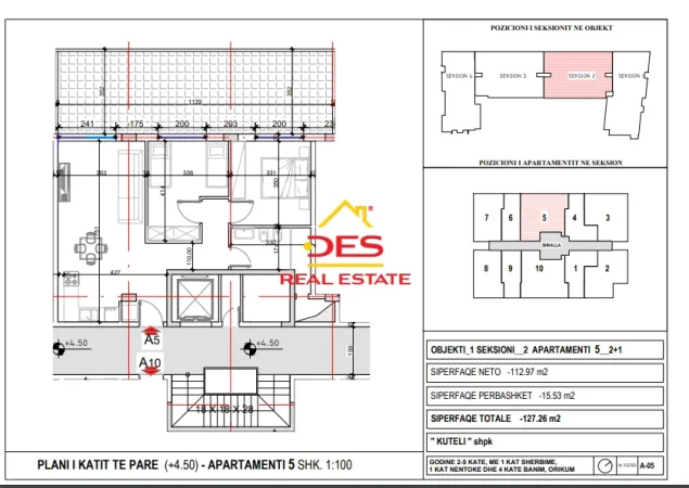 Vlore, shitet apartament 2+1+Ballkon Kati 1, 108 m² (Orikum, Vlorë)