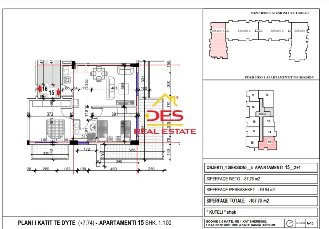 Vlore, shitet apartament 2+1+Ballkon Kati 2, 86 m² (Orientimi, Vlorë)