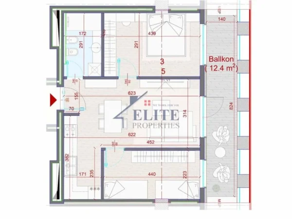 Tirane, shitet apartament 2+1+Ballkon Kati 5, 101 m² 221.760 € (Manhattan Residence 1)