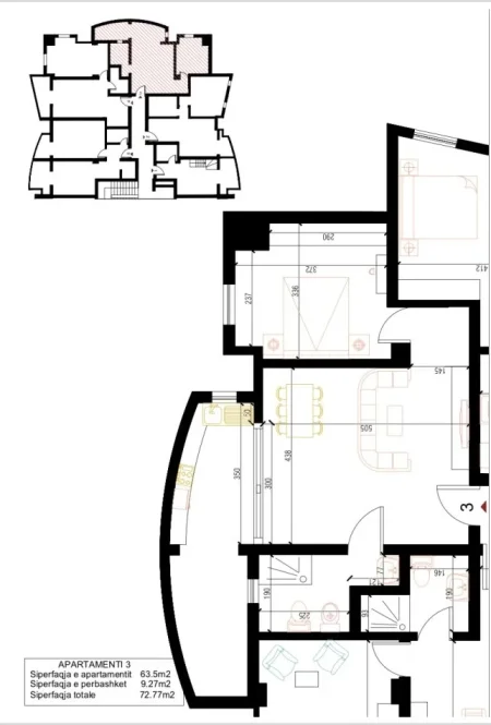 Durres, shitet apartament 1+1+Ballkon Kati 5, 73 m² 120.000 € 