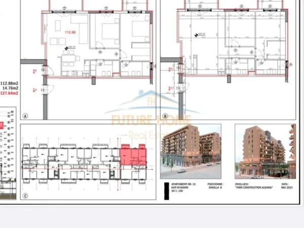 Tirane, shes apartament 2+1+Ballkon Kati 7, 128 m² 344.000 € (Delijorgji)