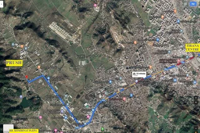 Tirane, Super- Okazion, në Fshati Prush, Shitet Truall Sip750m²,Cmimi 5'500'000 leke, në zonë urbane, afër pyllit me pisha dhe liqenit të Prushit, 7.5 km nga qendra Tiranës / 20 min me autovetur.