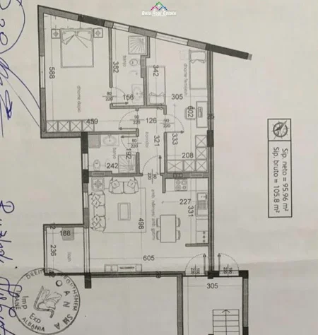 Tirane, shes apartament 2+1 Kati 3, 106 m² 299.000 € (kinostudio)