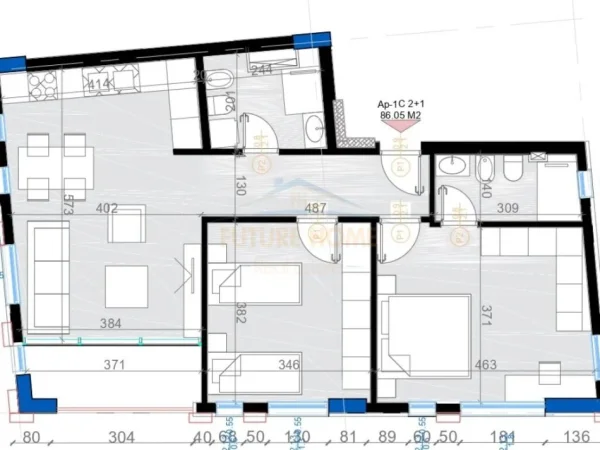 Tirane, shitet apartament 2+1+Ballkon Kati 8, 100 m² 199.800 € (BULEVARDI I RI)