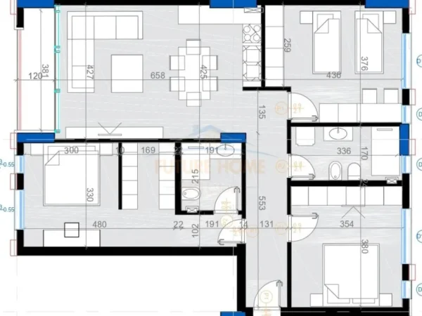 Tirane, shitet apartament 3+1+Ballkon Kati 8, 132 m² 237.060 € (BULEVARDI I RI)