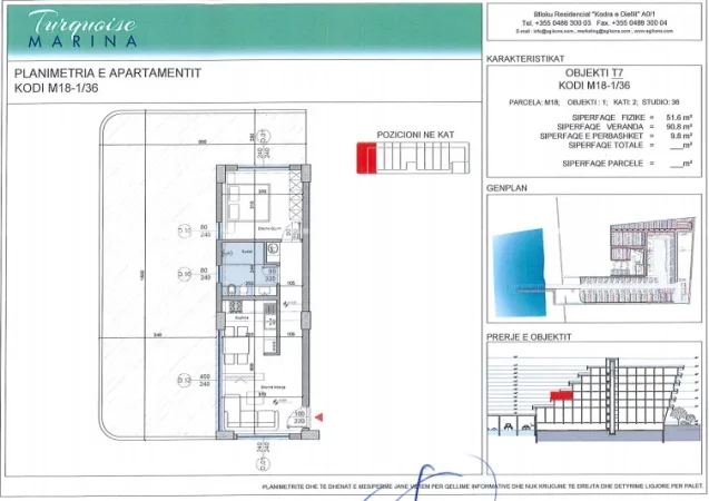 Gjiri Lalezit | Hamallaj, shitet apartament 1+1 Kati 2, 152 m² 191.320 € (TURQUOISE MARINA)