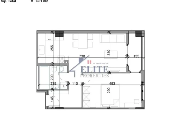 Tirane, shitet apartament 1+1+Ballkon Kati 3, 69 m² 117.470 € (Viva Residence)