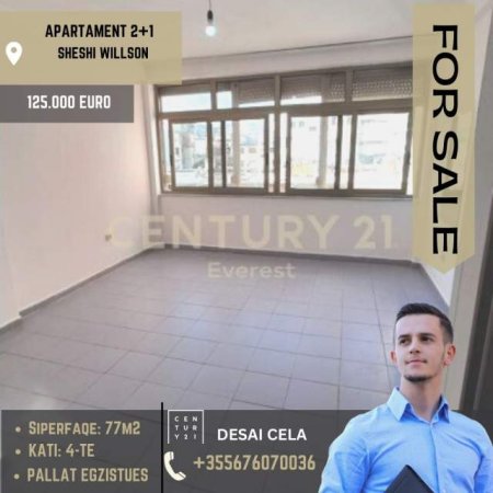 Tirane, shitet apartament 2+1+BLK Kati 4, 77 m² 125.000 Euro (Sheshi Willson)