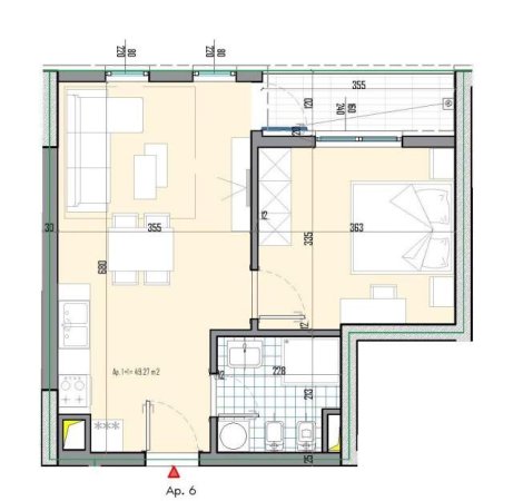 Tirane, shitet apartament 1+1+BLK Kati 1, 56 m² 38.413 Euro (QTU)