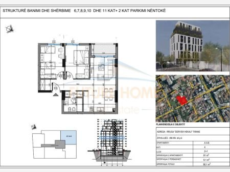 Tirane, shitet apartament 2+1 Kati 4, 95 m² 142.000 Euro (Pazari i Ri)