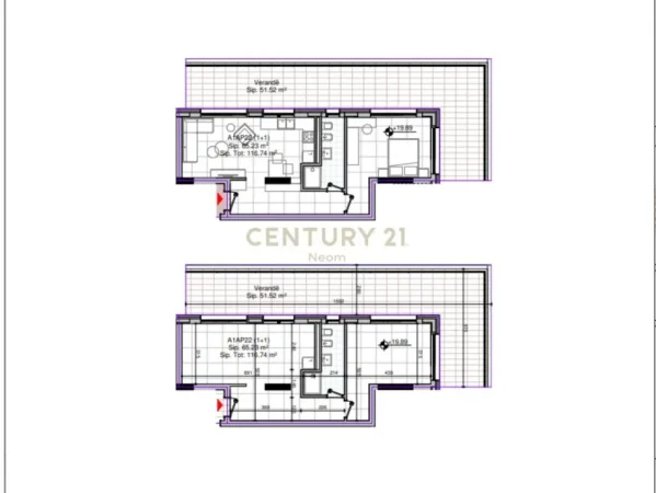 Tirane, shitet apartament duplex 1+1+Ballkon Kati 5, 129 m² 237.400 € (Neom109068)
