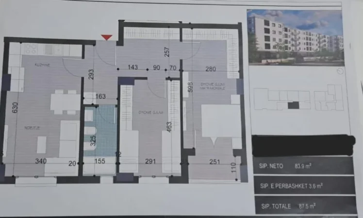 Tirane, shitet apartament 2+1 Kati 3, 87 m² (Kamez)