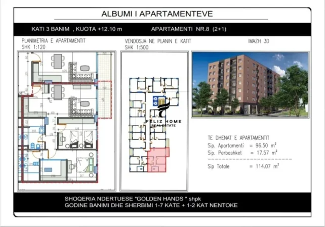 Tirane, shitet apartament 2+1+Ballkon Kati 3, 115 m² 132.250 € (PASKUQAN)