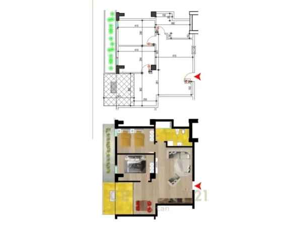 shitet apartament 2+1 , 91 m² 118.100 € (Golem)