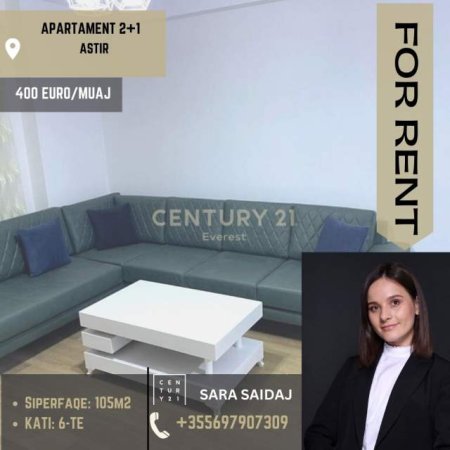 Tirane, jepet me qera apartament 2+1+BLK Kati 6, 105 m² 400 Euro (Astir)