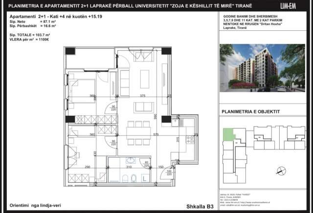 Tirane, shes apartament Kati 3, 103 m² 114.000 Euro (Dritan Hoxha)