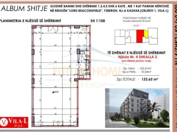 Tirane, shes dyqan Kati 0, 134 m² 334.000 Euro (Kompleksi AOS Construction.)