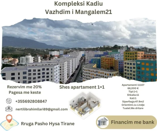 Tirane, shes apartament 1+1+Ballkon Kati 0, 48 m² 68.000 € (Rruga Pasho Hysa Tirane)
