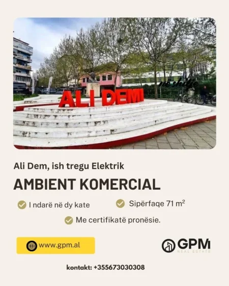 Tirane, shitet dyqan Kati 0, 71 m² 280.000 € (Ali Dem).