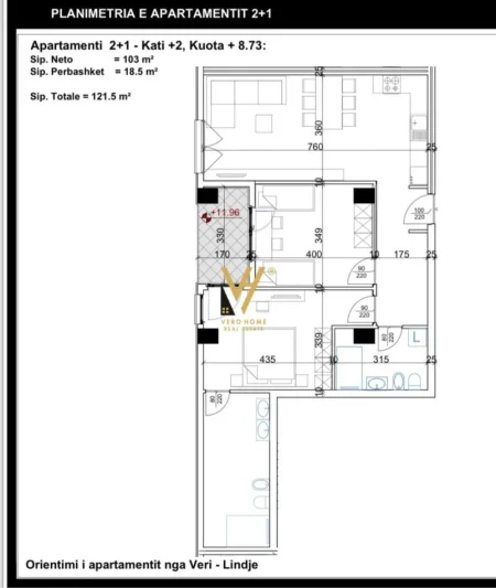 Tirane, shitet apartament 2+1+Ballkon Kati 2, 121 m² 180.700 € (RRUGA DRITAN HOXHA)