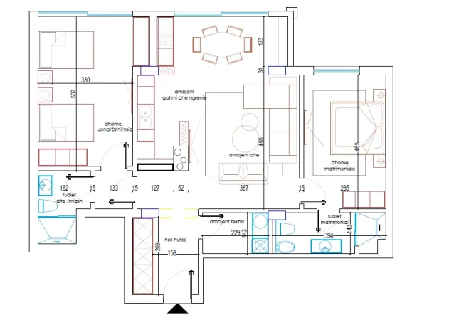 Golem, shes apartament 2+1 Kati 1, 102 m² 160.000 € (KOMPLEKSI KALTERSIA)