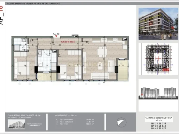 Tirane, shitet apartament Kati 2, 105 m² 104.000 € 