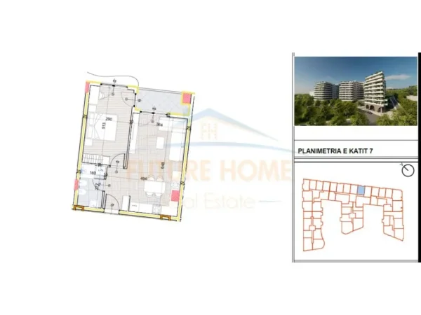 Tirane, shes apartament 1+1 Kati 7, 69 m² 72.800 € (Paskuqan), OPP50179