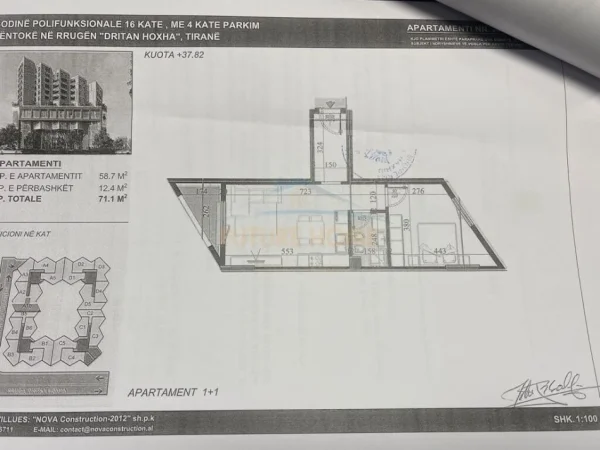 Shitet, Apartament 1+1 ne Rezidencen Colonnade, ne rrugen "Dritan Hoxha"