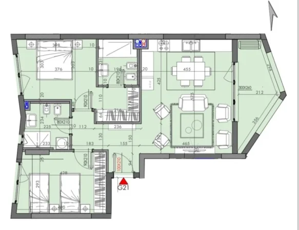 Tirane, jepet me qera apartament 2+1+Aneks+Ballkon Kati 1, 104 m² 625 € (kompleksi river residence)