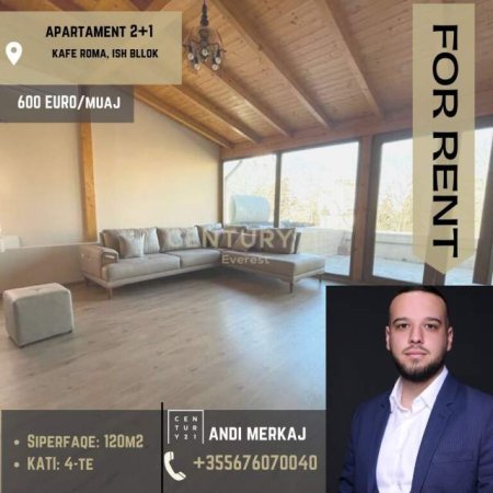 Tirane, jepet me qera apartament 2+1 Kati 4, 120 m² 600 Euro (Kafe Roma)