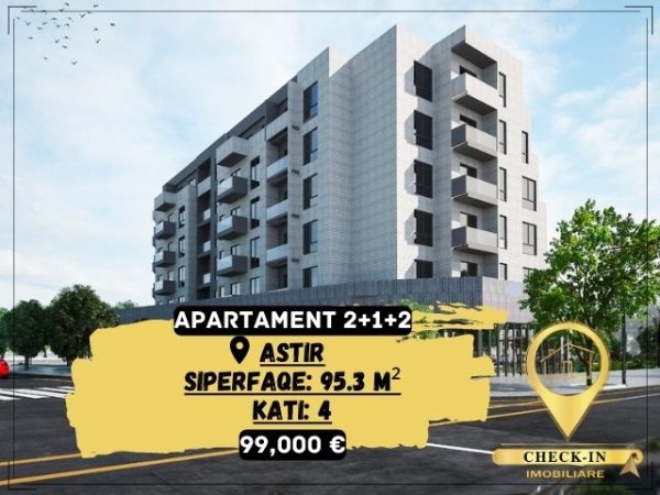 Tirane, shitet apartament 2+1+BLK Kati 4, 95 m² 99.000 Euro (Astir)