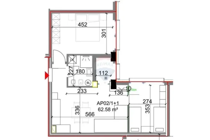 Tirane, shitet apartament 1+1+Ballkon Kati 2, 71 m² 164.000 € 