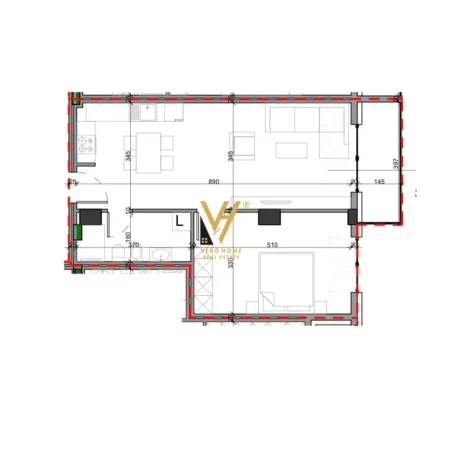 Tirane, shitet apartament 1+1+Ballkon Kati 4, 77 m² 178.020 € (MINISTRIA E JASHTME)