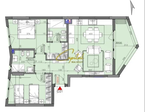 Tirane, jepet me qera zyre Kati 3, 104 m² 625 € (ASTIR)