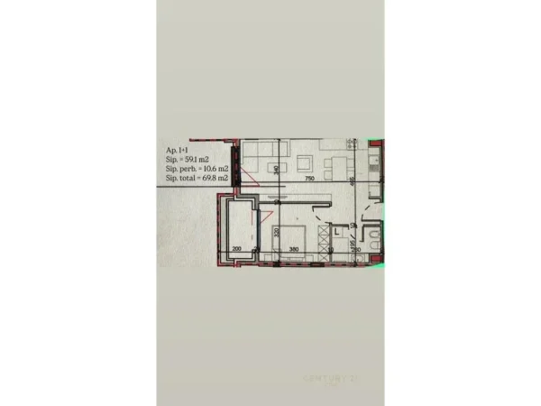 Tirane, shes apartament 1+1+Aneks+Ballkon Kati 6, 70 m² 160.500 € (Ministria e jashtme)