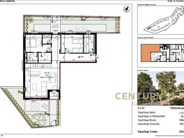Tirane, shes apartament 2+1+Aneks+Ballkon Kati 0, 134 m² (Teg)