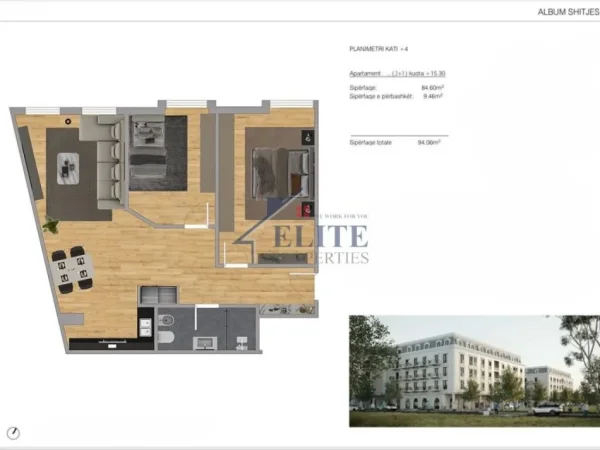 Tirane, shitet apartament 2+1+Ballkon Kati 4, 94 m² 145.000 € (Sauk)