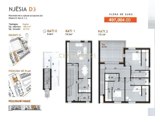 Tirane, shes apartament duplex Dublex , 224 m² 497.004 € (Rezidenca Piccadilly, TEG)