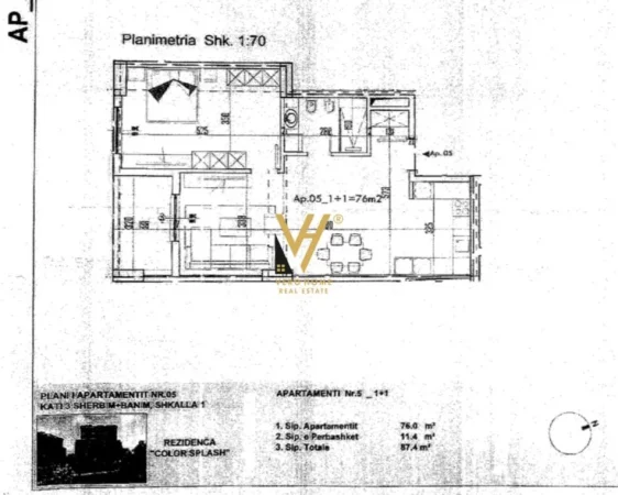 Tirane, shitet apartament 1+1+Ballkon Kati 3, 87 m² 90.000 € (PASKUQAN)