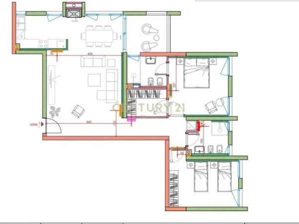 Shqiperi, jepet me qera apartament 1+1+Aneks+Ballkon Kati 3, 137 m² (Neom110217)