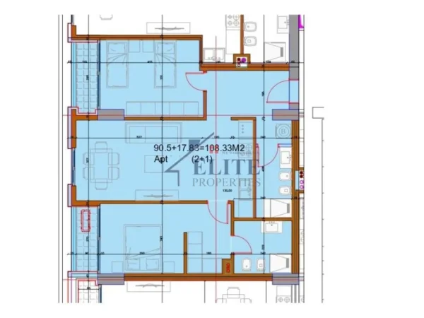 Vlore - Lungomare - Uji i Ftohte, shitet apartament 2+1+Ballkon Kati 1, 108 m² 412.000 € (Lungomare)