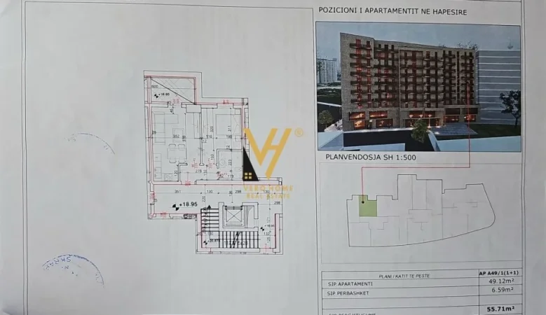 Tirane, shitet apartament 1+1+Ballkon Kati 5, 56 m² 100.000 € (ALI DEMI)
