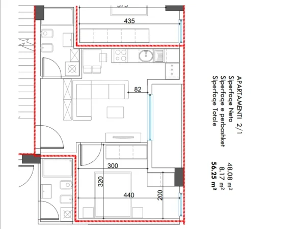 Tirane, jepet me qera zyre Kati 1, 56 m² 600 € (DON BOSKO)