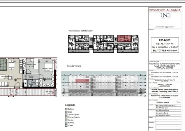 Durres, shes apartament 2+1+Ballkon me post parkimi Kati 5, 87 m² 200.000 € (Hamallaj, Porto Lalzi)