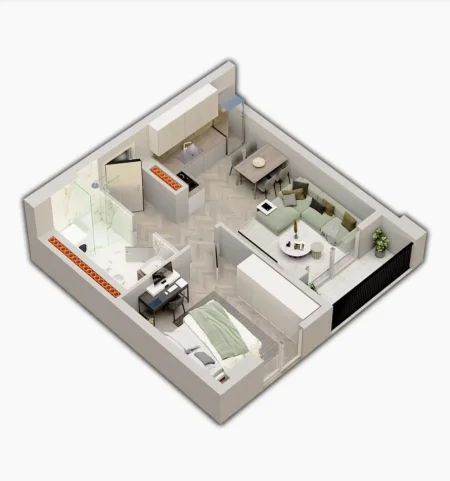 Tirane, shitet apartament 1+1+Ballkon Kati 3, 53 m² 63.300 € (Univers City)