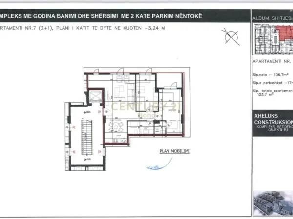 Tirane, shes apartament 2+1+Aneks+Ballkon Kati 2, 123 m² 204.000 € (Rruga e elbasanit)