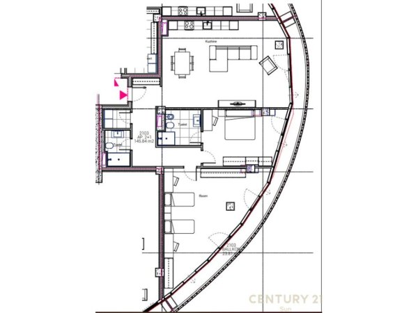Tirane, shes apartament 2+1+Aneks+Ballkon Kati 21, 198 m² (TIRANA&#039;S ROCK)