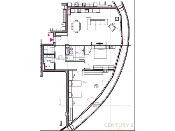 Tirane, shes apartament 2+1+Aneks+Ballkon Kati 21, 198 m² (TIRANA'S ROCK)