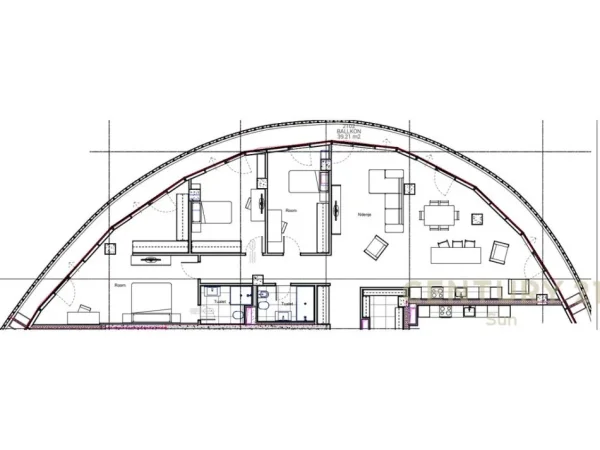 Tirane, shes apartament 3+1+Aneks+Ballkon Kati 21, 258 m² (TIRANA'S ROCK)